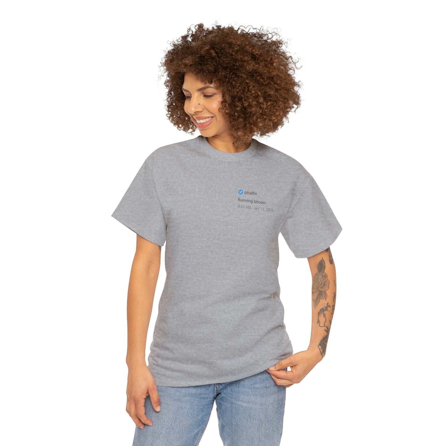 @halfin Running bitcoin - Unisex Heavy Cotton Tee